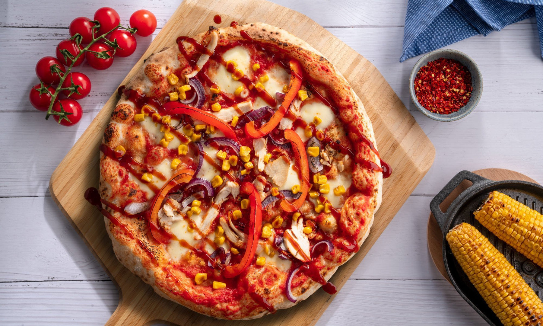 Kjúklingapizza með BBQ sósu