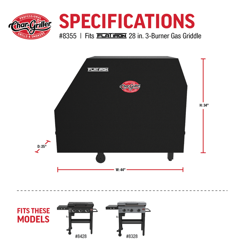 Char-Griller® 3-Burner Flat Iron® Gas Griddle Cover - Grillkofinn - Pizzaofnar & Grill