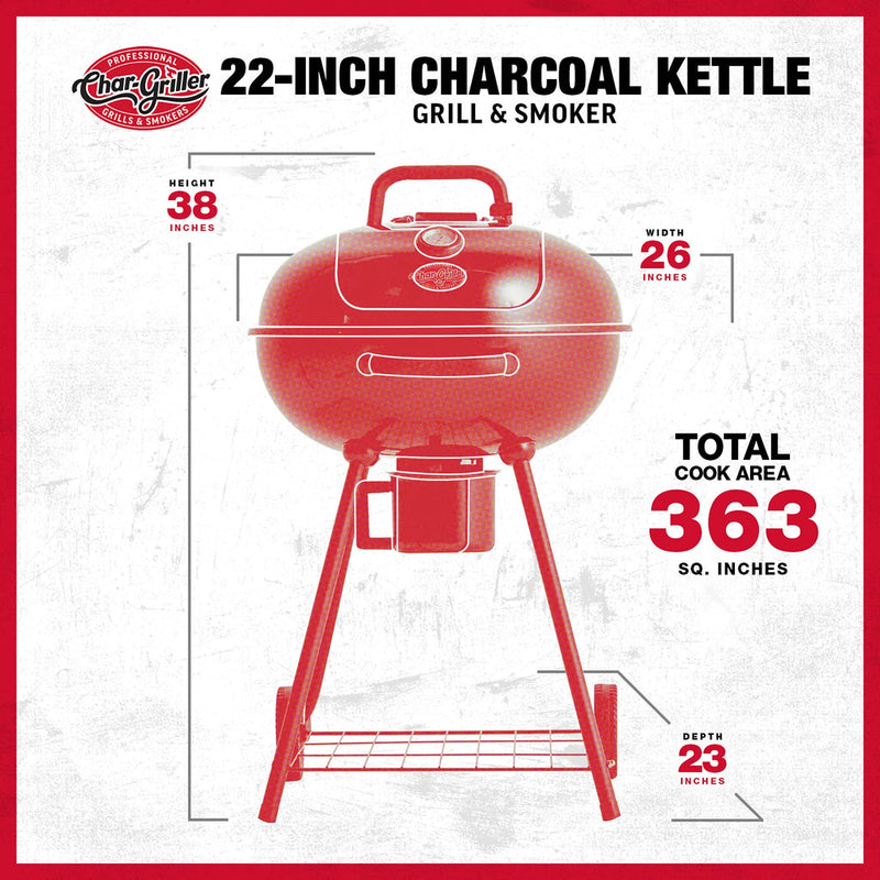 Char-Griller® 22-inch Kettle Charcoal Grill and Smoker 57 cm - Grillkofinn - Pizzaofnar & Grill