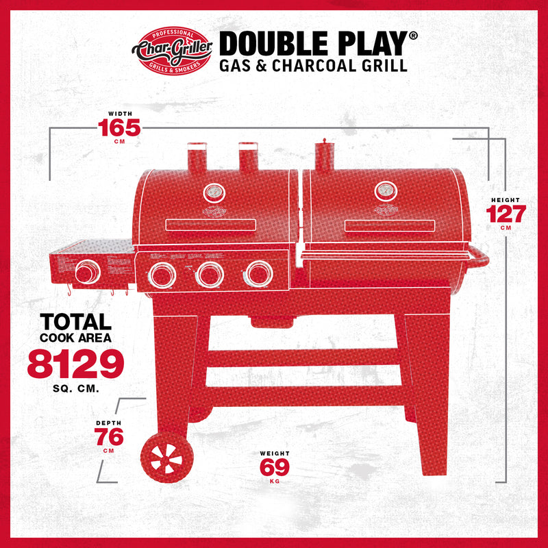 Char-Griller® Double Play® Gas & Charcoal Grill - Grillkofinn - Pizzaofnar & Grill