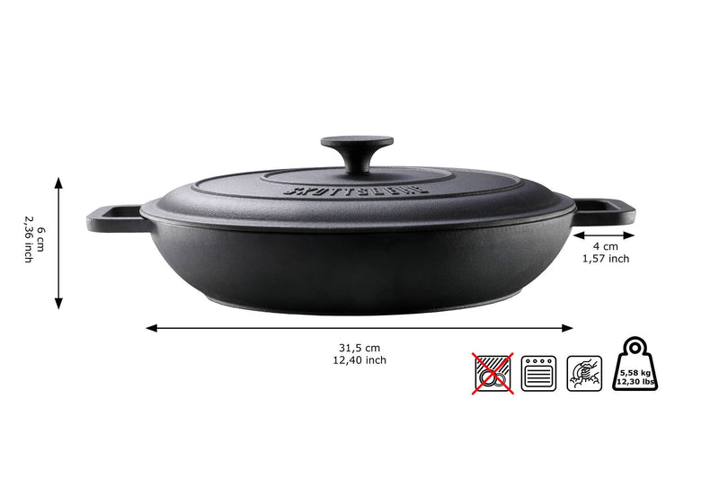 Skottsberg Steypujárnspanna með loki 31,5 cm - Grillkofinn - Pizzaofnar & Grill