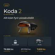 Ooni Koda 2 Startpakki – ofn, 14" pizzaspaði og ábreiða. Pakkaverð 79.990 kr., þú sparar 7.800 kr.